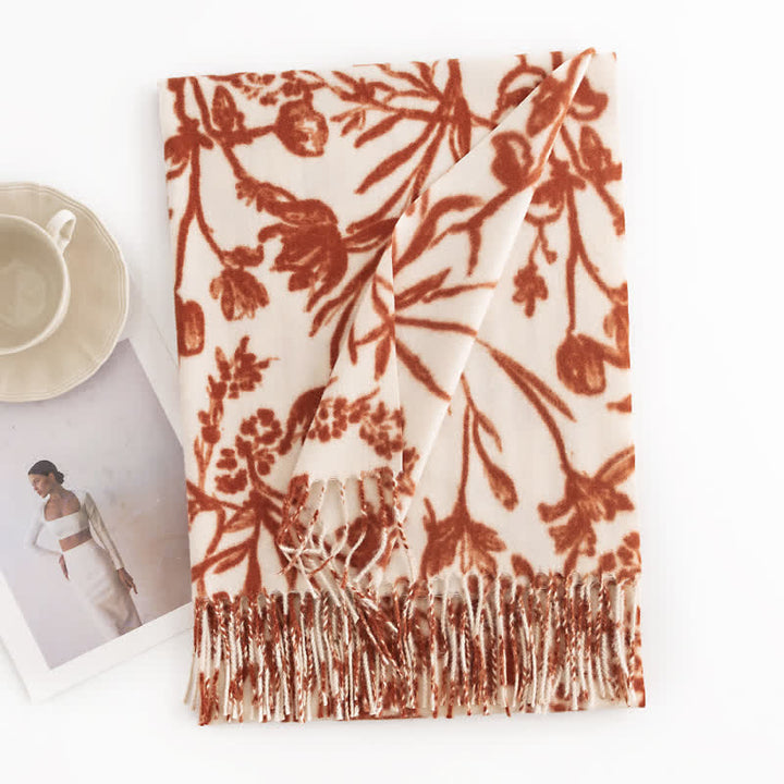Sciarpa botanica con fiori dolci color crema da donna