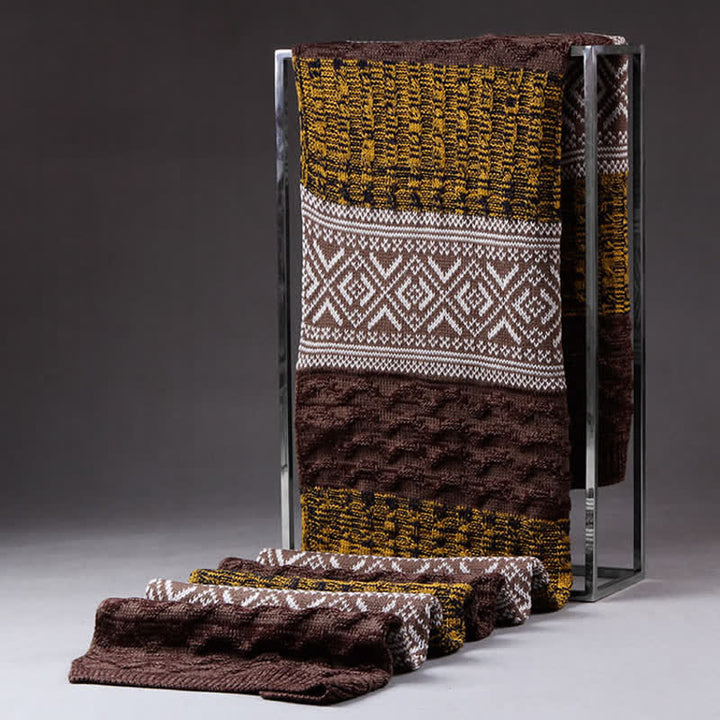 Sciarpa a blocchi di colore con cuciture a maglia Argyle da uomo