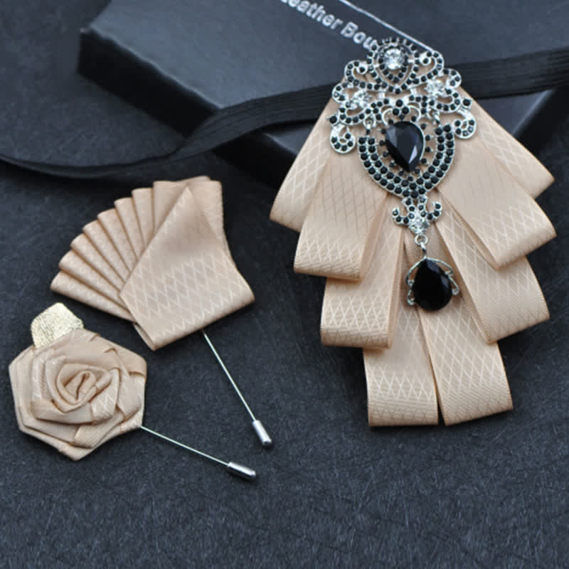 Set di 3 papillon con strass neri a quadri