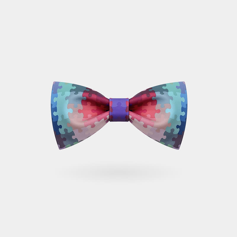 Papillon multicolore da uomo con motivo a puzzle