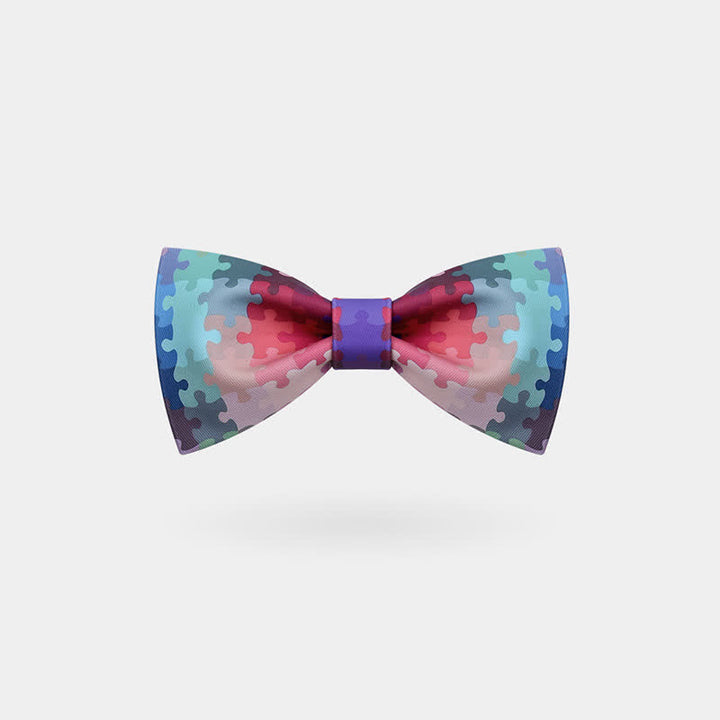 Papillon multicolore da uomo con motivo a puzzle