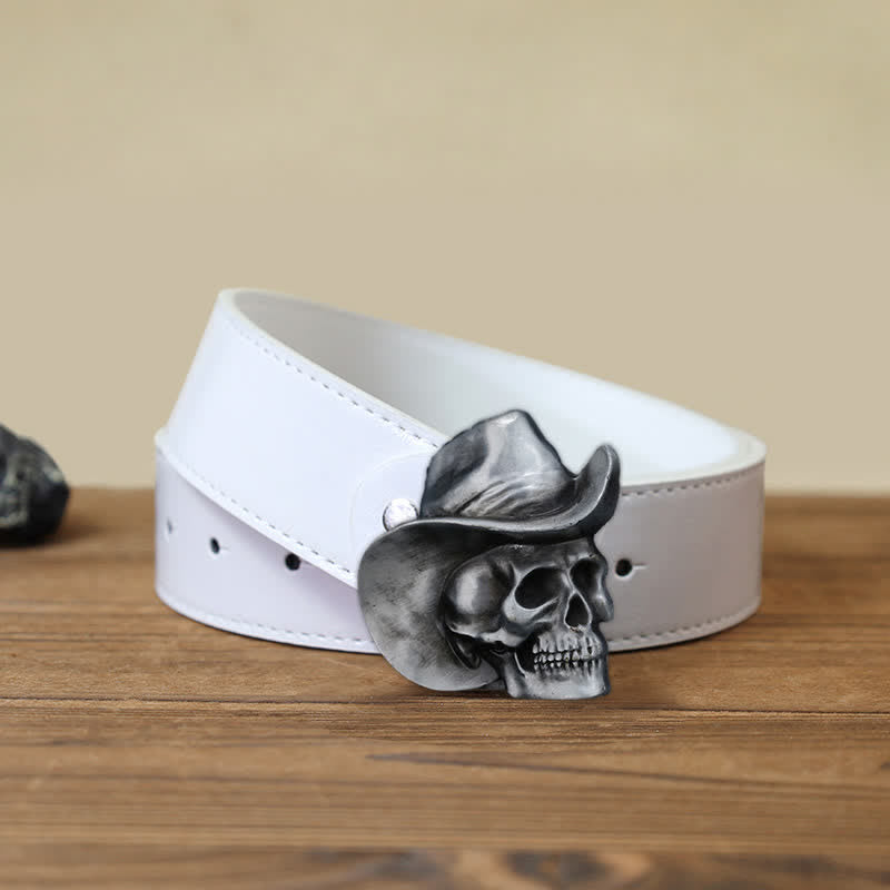 Cintura in pelle con fibbia per cappello e testa di teschio creativa fai da te da uomo