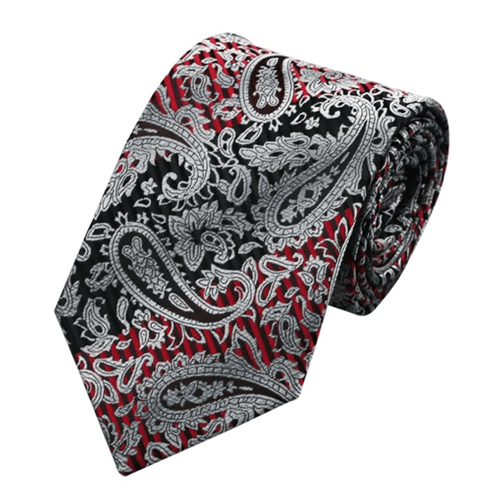 Set di 3 cravatte da uomo con motivo Paisley, rosso e nero
