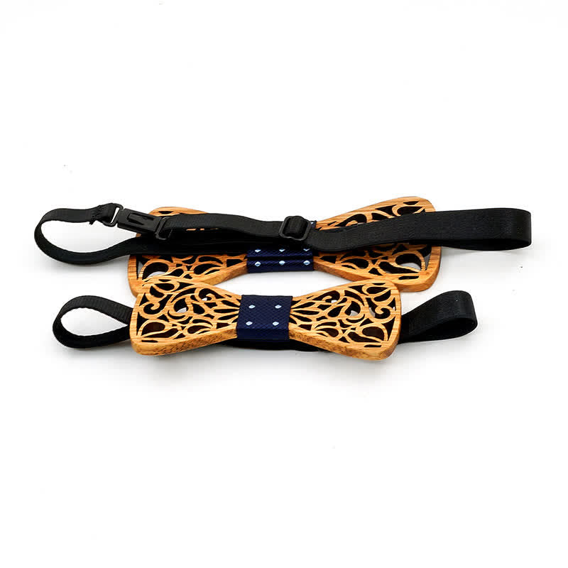 2 pezzi papillon in legno cavo genitore-figlio da uomo