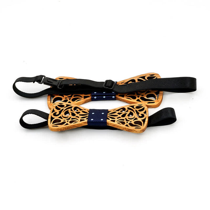 2 pezzi papillon in legno cavo genitore-figlio da uomo