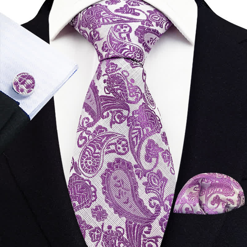 Set di 3 cravatte esotiche Paisley da uomo