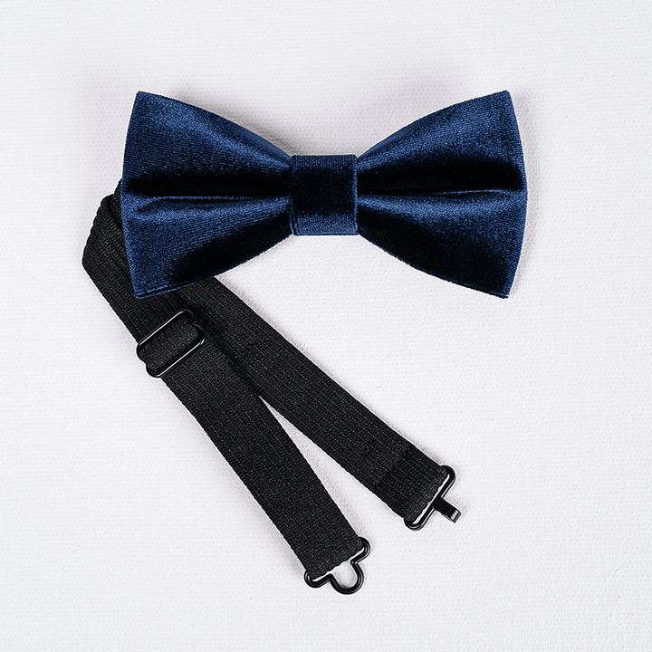 Papillon da uomo in velluto blu navy tinta unita