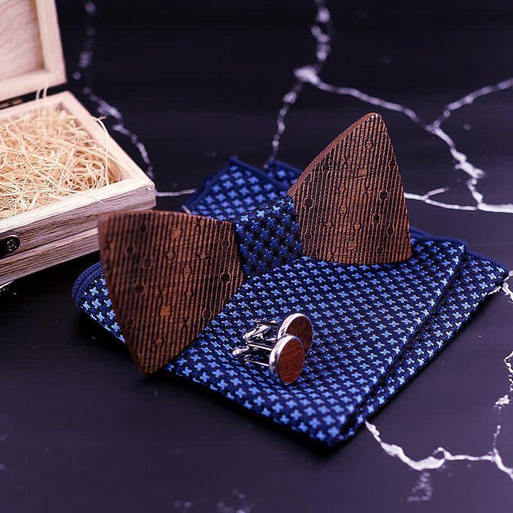 Set di 3 papillon in legno a forma di foglie cave da uomo