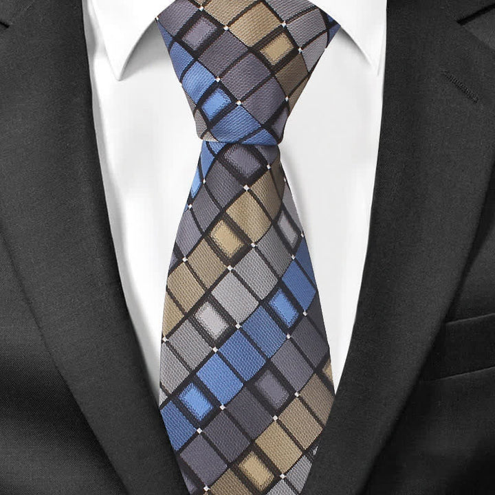 Cravatta a quadri quadrati con toppa colorata da uomo