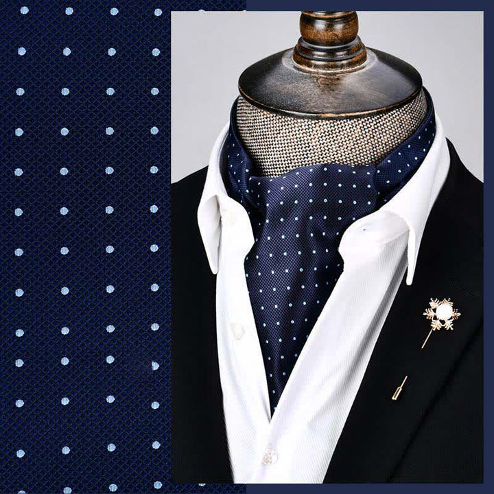 Cravatta a pois Ascot floreale moderna grandeur blu scuro