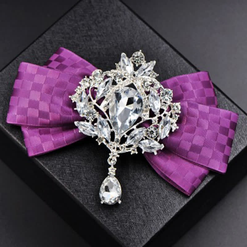 Set di 3 papillon con spilla e strass a scacchi