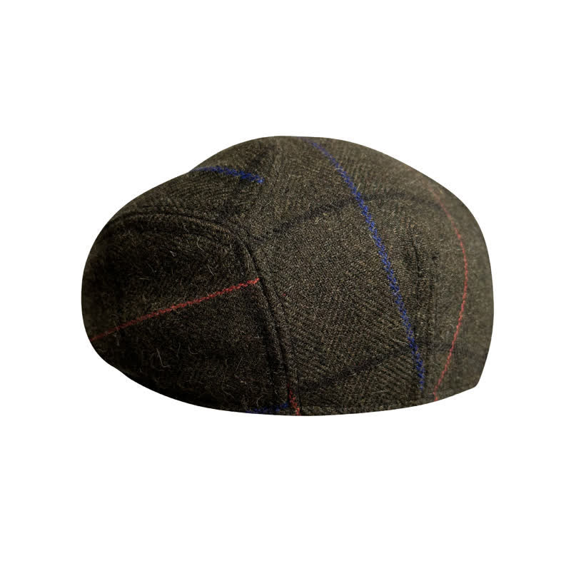 Berretto basco vintage a strisce blu-arancio oliva