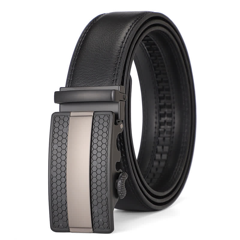 Cintura Uomo Ma-G In Vera Pelle Con Fibbia Scorrevole A Cricchetto - Design Regolabile Trim-to-Fit Senza Fori, Larghezza 3,5 Cm