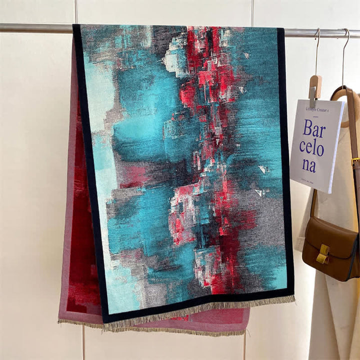 Sciarpa ispessita con pittura a olio di scena magnifica da donna