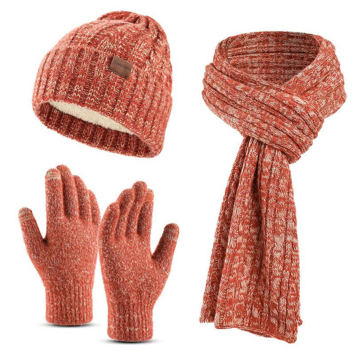 Set 3 pezzi unisex elegante cappello sciarpa lunga guanti touch screen