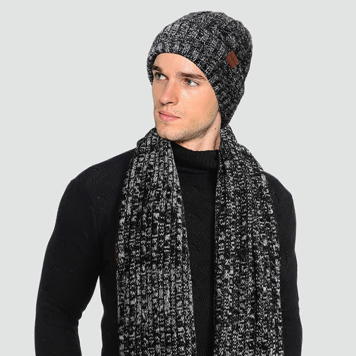 Set 3 pezzi unisex elegante cappello sciarpa lunga guanti touch screen