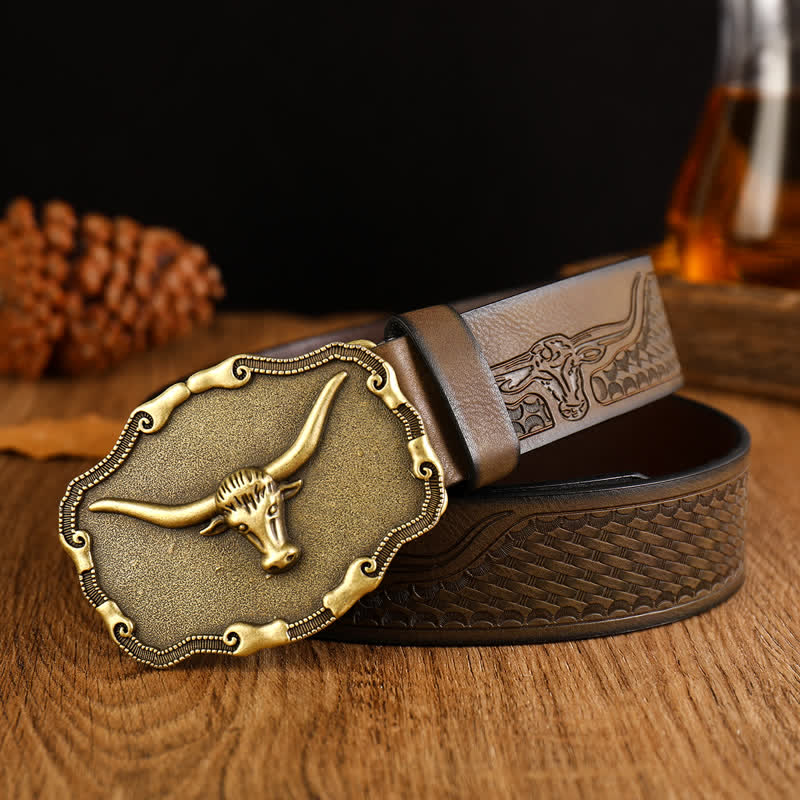 Cintura da uomo in pelle di toro Longhorn antica