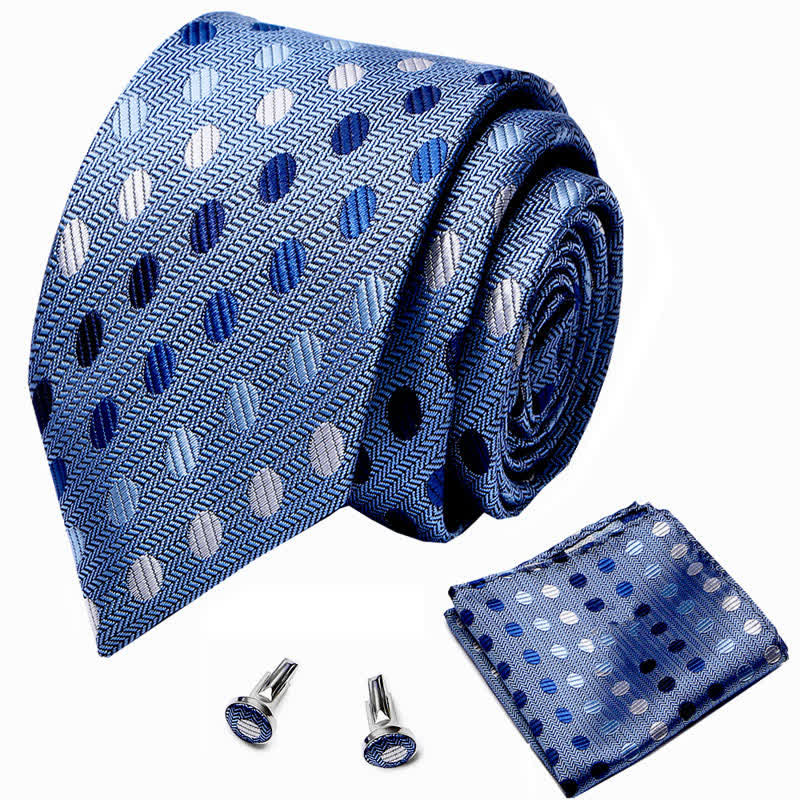 Set di 3 cravatte a pois blu da uomo