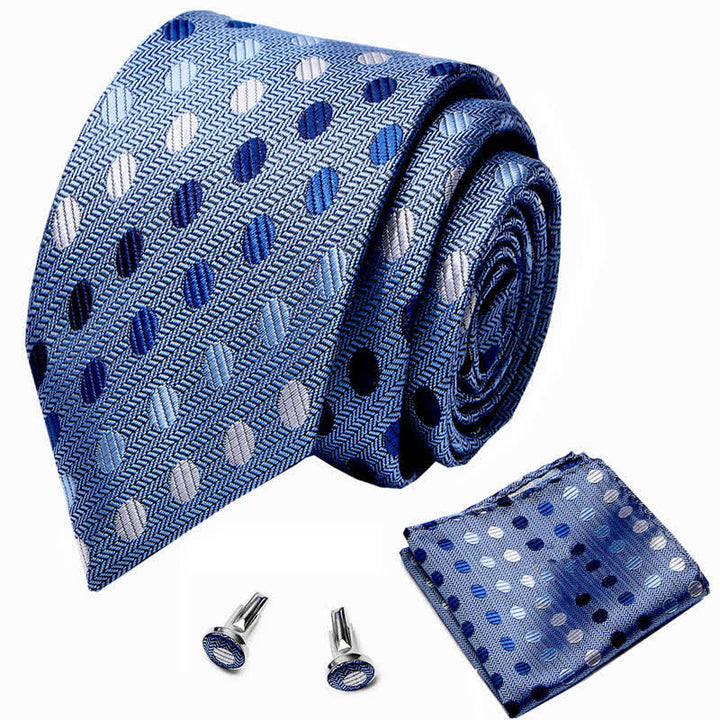 Set di 3 cravatte a pois blu da uomo