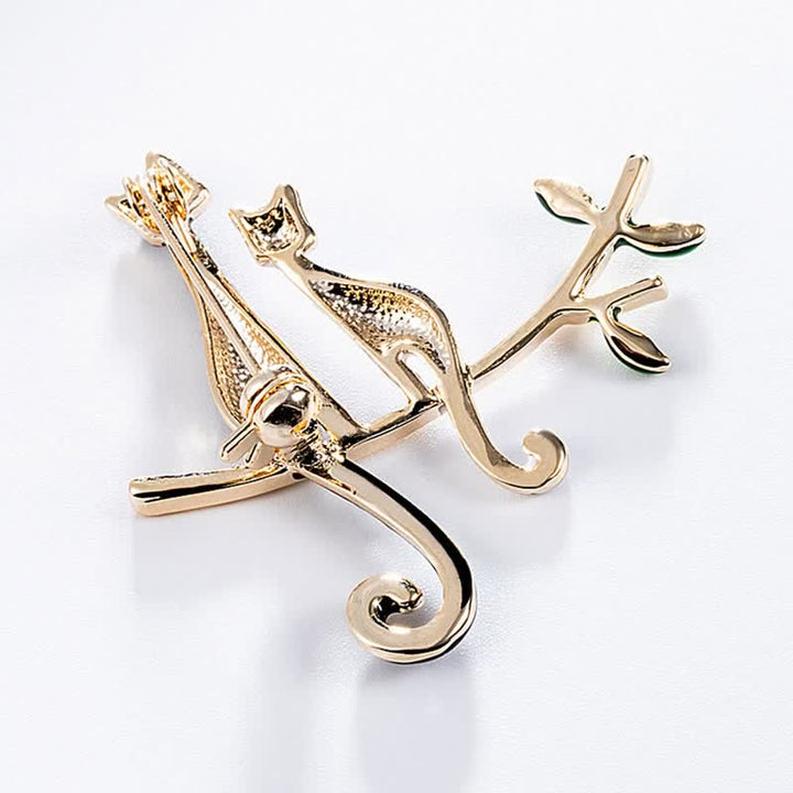 Spilla a forma di gatto a pois, da donna, con gattino pigro