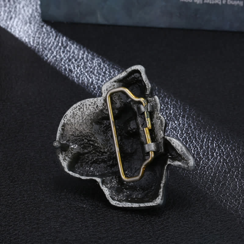 Cintura in pelle con fibbia per cappello e testa di teschio creativa fai da te da uomo