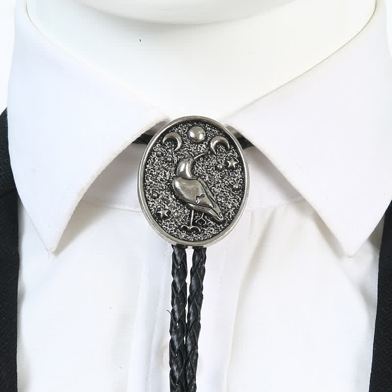 Semplice cravatta Bolo con stelle, luna e uccello alla moda