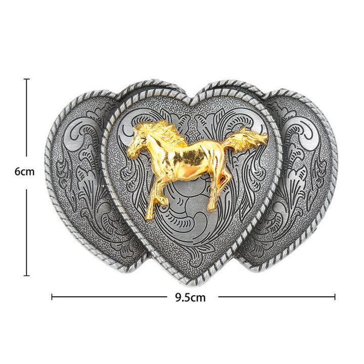 Cintura in pelle con fibbia a forma di cuore triplo cavallo fai da te da uomo