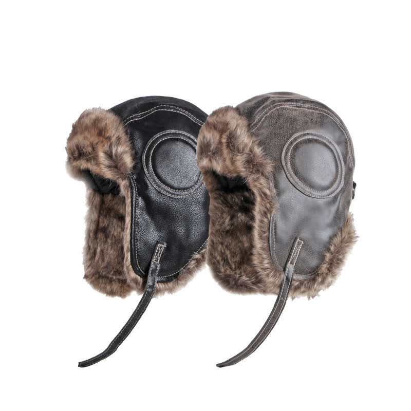 Cappello da cacciatore in similpelle con protezione per le orecchie morbida e soffice