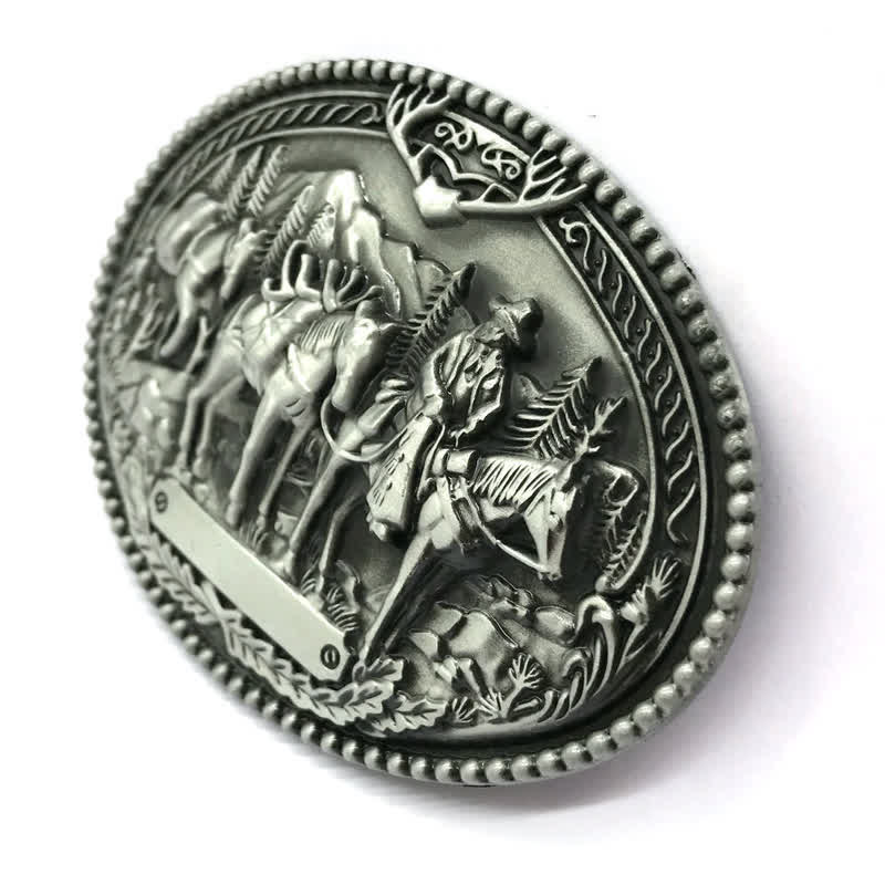 Cintura in pelle con fibbia a forma di cavallo da cavaliere da cowboy fai da te da uomo
