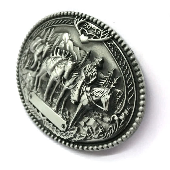 Cintura in pelle con fibbia a forma di cavallo da cavaliere da cowboy fai da te da uomo