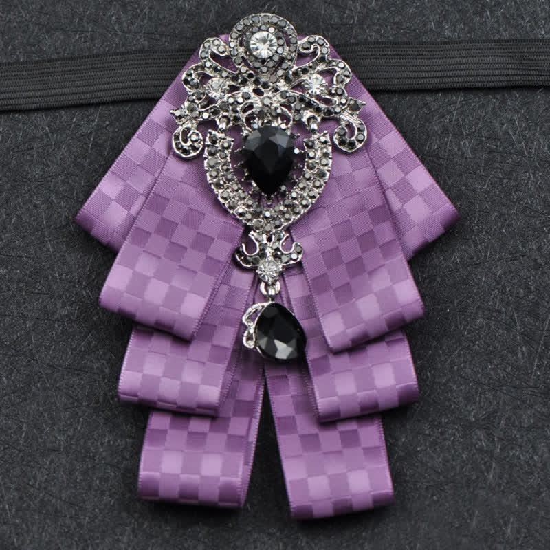 Set di 3 papillon con strass neri a quadri