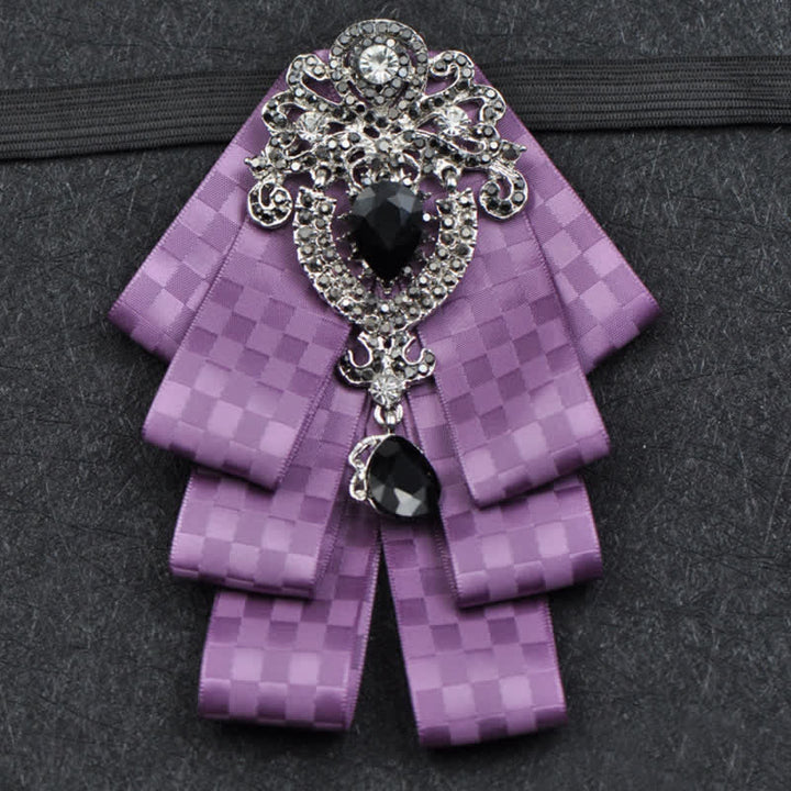 Set di 3 papillon con strass neri a quadri