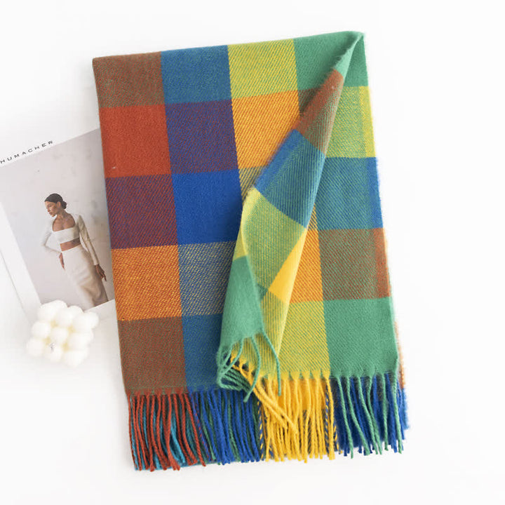 Sciarpa con frange dai colori vivaci e brillanti da donna