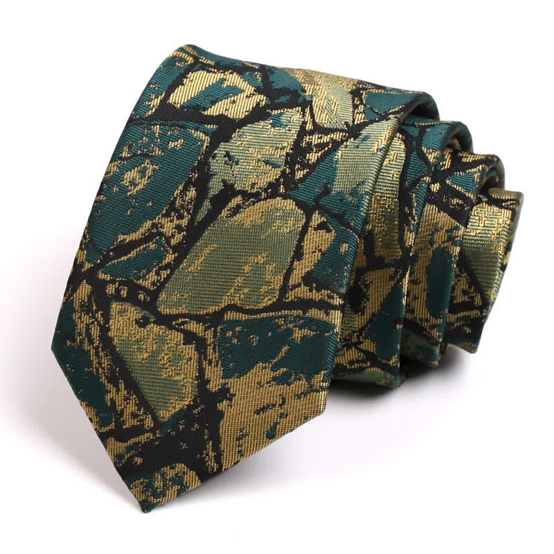 Cravatta grafica astratta oro-verde da uomo