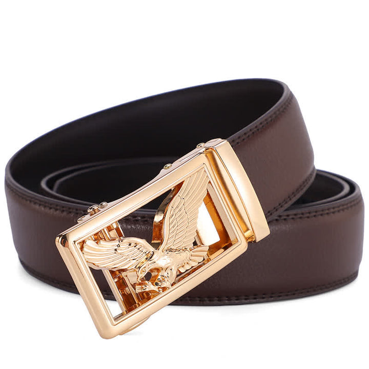 Cintura in pelle con decorazione aquila volante Hollow Hawk da uomo
