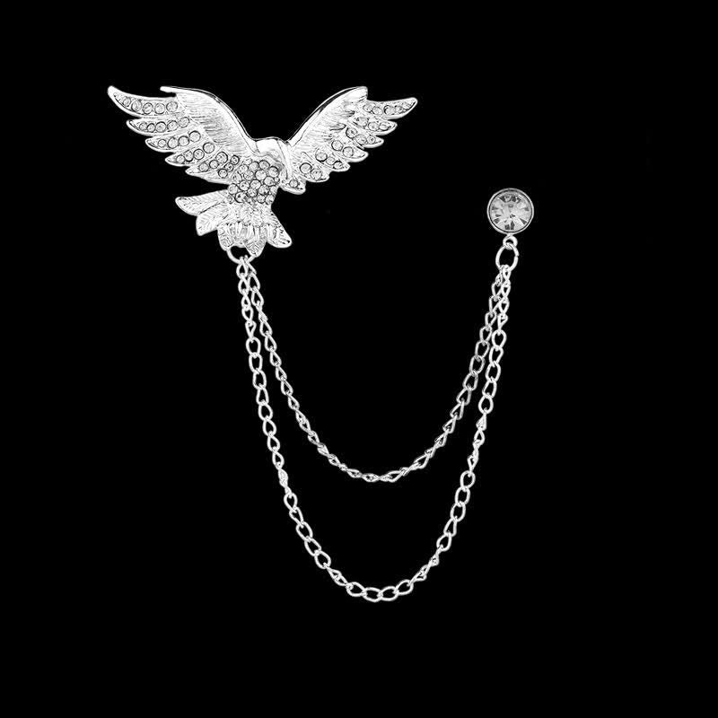Spilla a catena con aquila volante da uomo