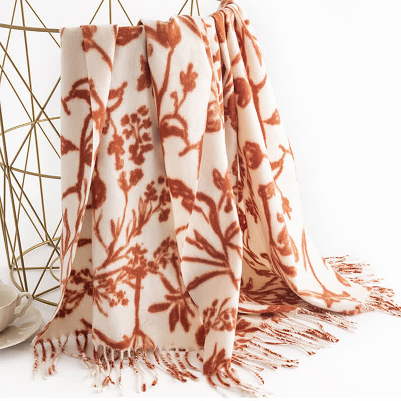 Sciarpa botanica con fiori dolci color crema da donna