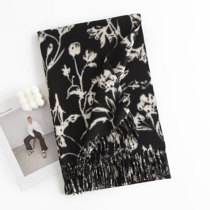 Sciarpa botanica con fiori dolci color crema da donna