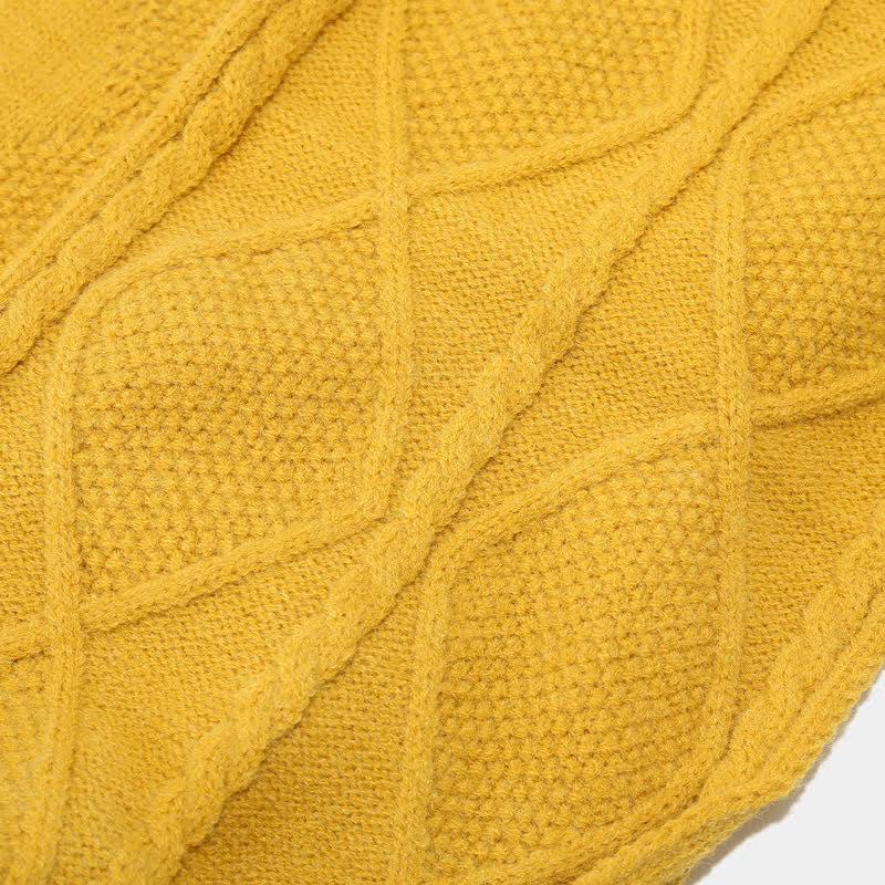 Set 3 pezzi da donna diamante pompon berretto cappello sciarpa guanti