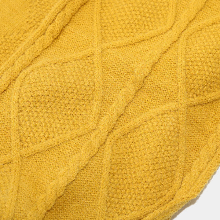 Set 3 pezzi da donna diamante pompon berretto cappello sciarpa guanti