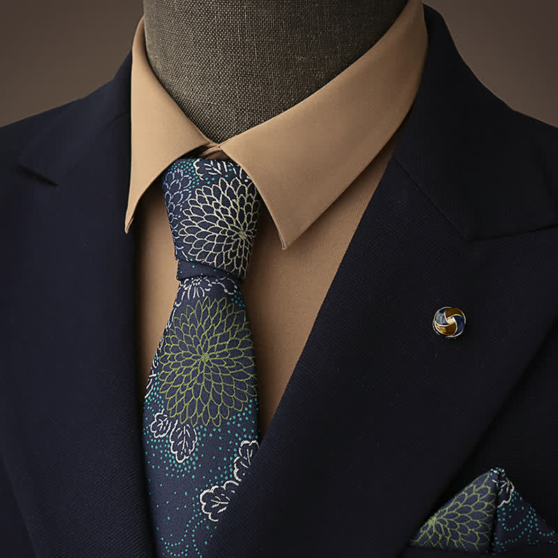 Cravatta da uomo gialla e blu navy con fuochi d'artificio spettacolari