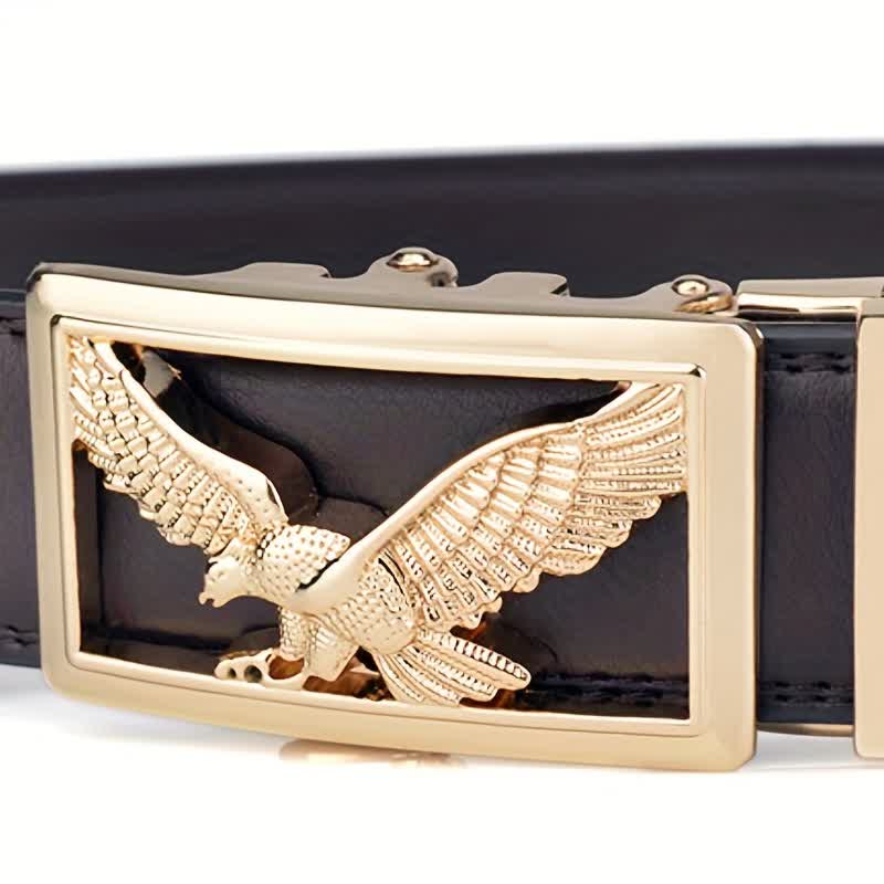 Cintura in pelle con decorazione aquila volante Hollow Hawk da uomo