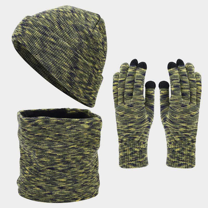 Set di 3 cappelli, sciarpe e guanti multicolori unisex