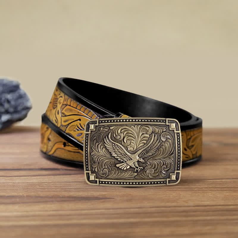 Cintura in pelle con fibbia "Soaring Eagle In Dreamy Sky" fai da te da uomo