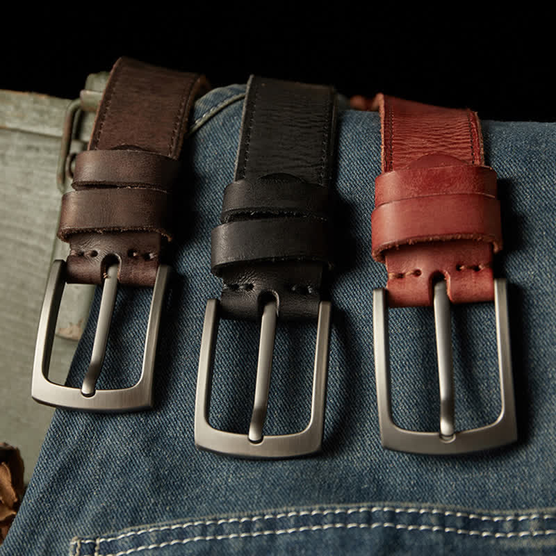 Cintura da cowboy classica in pelle testurizzata da uomo