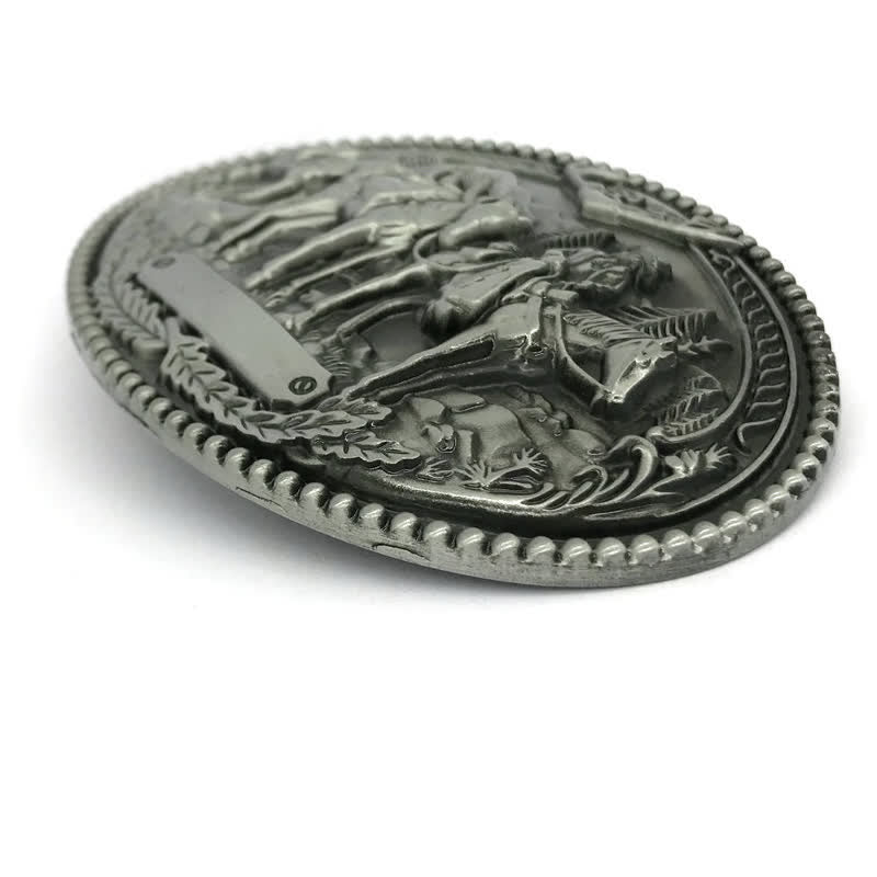 Cintura in pelle con fibbia a forma di cavallo da cavaliere da cowboy fai da te da uomo