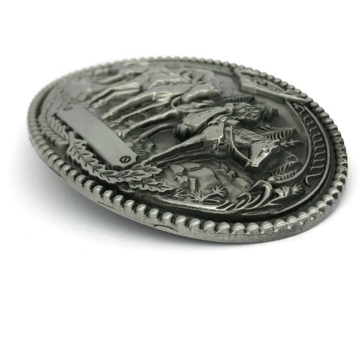 Cintura in pelle con fibbia a forma di cavallo da cavaliere da cowboy fai da te da uomo