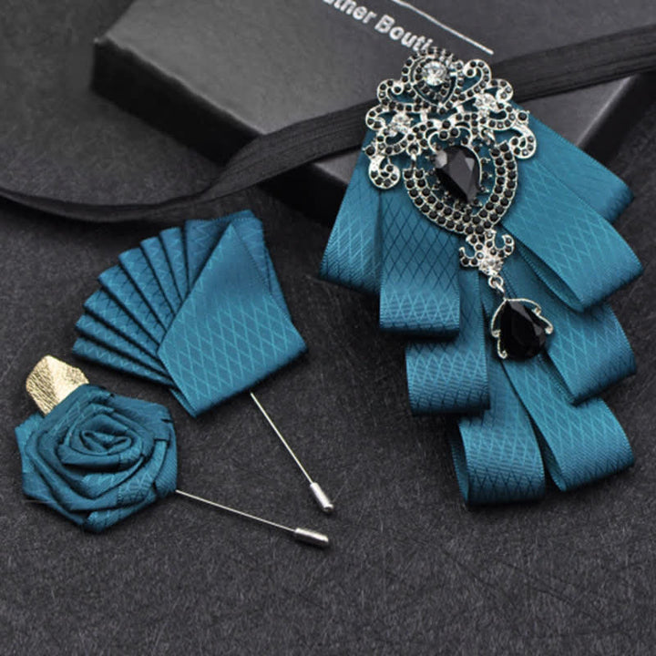 Set di 3 papillon con strass neri a quadri