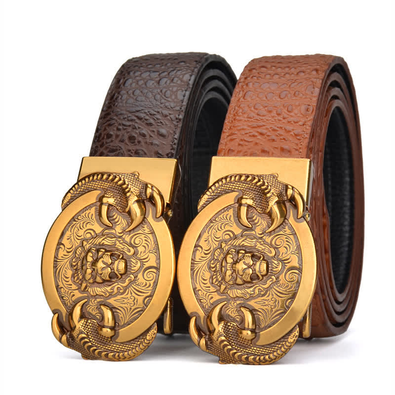 Cintura automatica in pelle con motivo coccodrillo Savage Lion da uomo