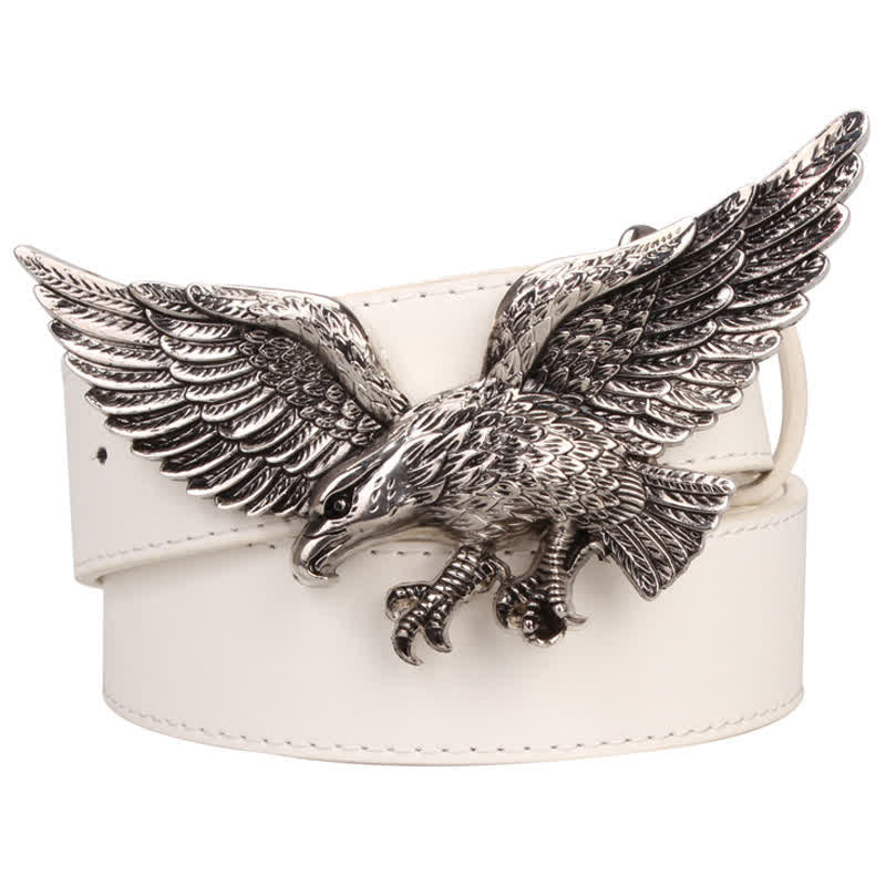 Cintura in pelle con fibbia grande aquila volante da uomo